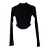 Small high collar tight T-shirt