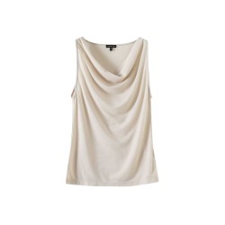 French minimalist draped collar sleeveless T-shirt