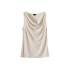 French minimalist draped collar sleeveless T-shirt
