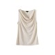 French minimalist draped collar sleeveless T-shirt French minimalist draped collar sleeveless T-shirt