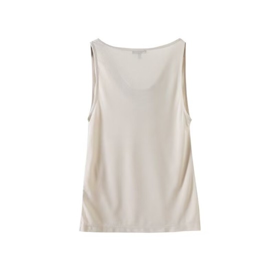 French minimalist draped collar sleeveless T-shirt French minimalist draped collar sleeveless T-shirt