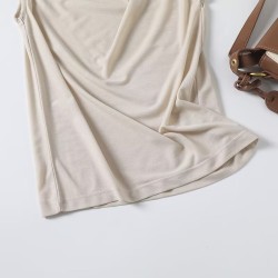French minimalist draped collar sleeveless T-shirt