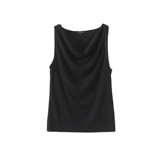 French minimalist draped collar sleeveless T-shirt French minimalist draped collar sleeveless T-shirt