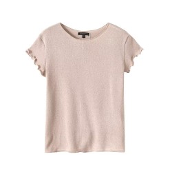 Round neck lace short sleeve T-shirt