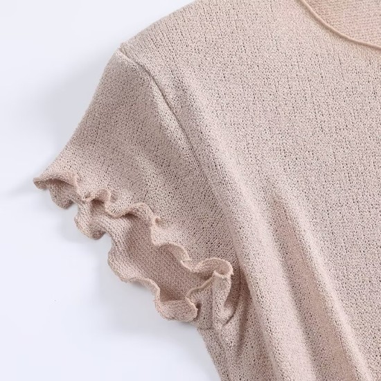 Round neck lace short sleeve T-shirt Round neck lace short sleeve T-shirt