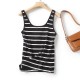 Large U-neck black and white striped vest T-shirt Large U-neck black and white striped vest T-shirt
