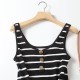 Large U-neck black and white striped vest T-shirt Large U-neck black and white striped vest T-shirt