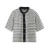Black and white striped short-sleeved T-shirt
