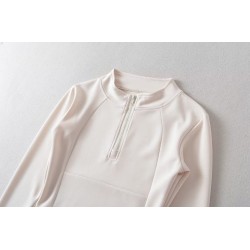 Retro slim-fit stand-up collar T-shirt