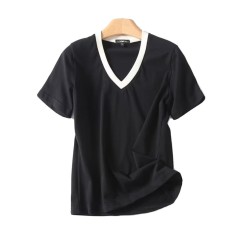 Casual Basic V-neck Short Sleeve T-shirt