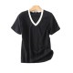 Casual Basic V-neck Short Sleeve T-shirt