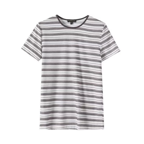 Versatile casual striped round neck short-sleeved T-shirt Versatile casual striped round neck short-sleeved T-shirt