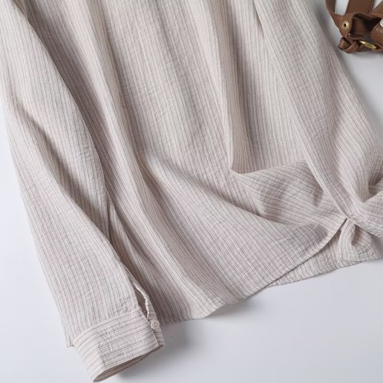 Striped lapel long-sleeved shirt Striped lapel long-sleeved shirt