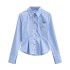 Vertical stripe pocket embroidery shirt