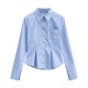 Vertical stripe pocket embroidery shirt Vertical stripe pocket embroidery shirt