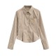 Vertical stripe pocket embroidery shirt Vertical stripe pocket embroidery shirt