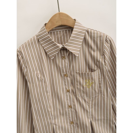 Vertical stripe pocket embroidery shirt Vertical stripe pocket embroidery shirt