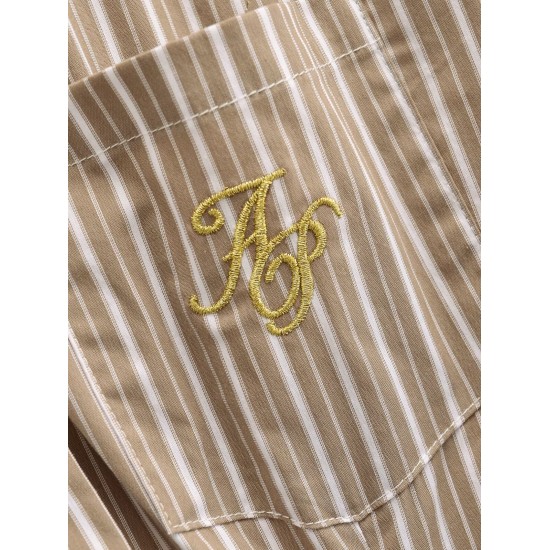Vertical stripe pocket embroidery shirt Vertical stripe pocket embroidery shirt
