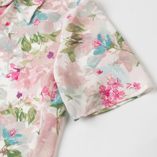 Versatile chiffon print short-sleeved shirt Versatile chiffon print short-sleeved shirt