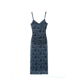 Slim waist mesh suspender dress