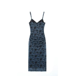 Slim waist mesh suspender dress