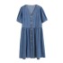 Loose and slim V-neck denim dress