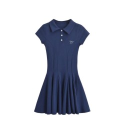 New style polo neck waist dress