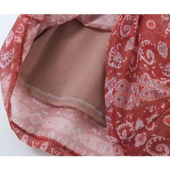 French retro patchwork printed chiffon dress French retro patchwork printed chiffon dress