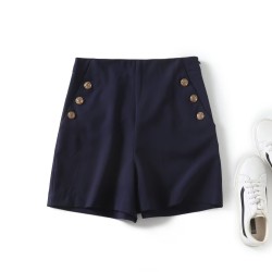 Metallic button commuter shorts