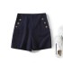 Metallic button commuter shorts
