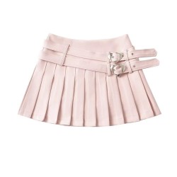 Heart button pleated skirt
