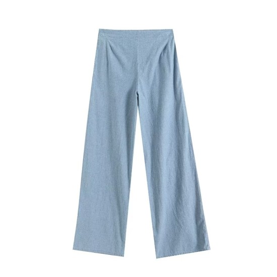 Drawstring high waist straight casual pants Drawstring high waist straight casual pants
