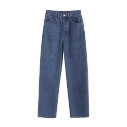 Versatile classic high waist straight jeans